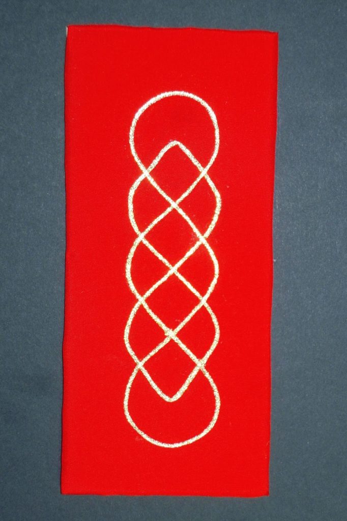 Sample using: Number 6225 (#16 Braid) Iron-on kreinik thread