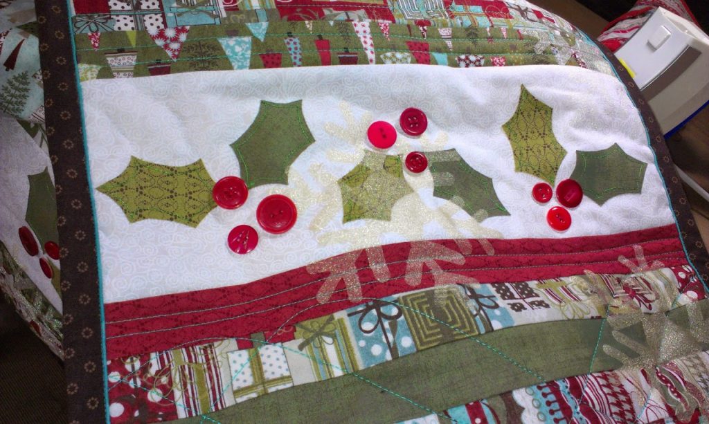 six foot Festive Table Runner with button detail