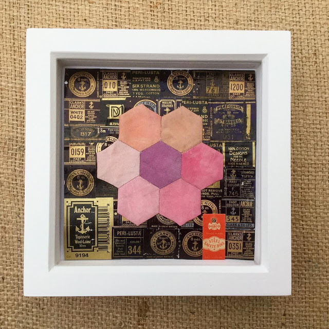 Embroidery & Patchwork hexagon on thread labels