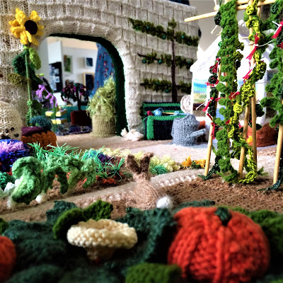 Vegetable garden made from wool - view from ground level