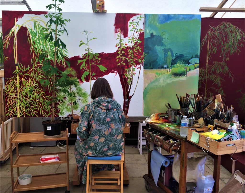 Christiane Kubrick  was slowly adding foliage to this canvas.