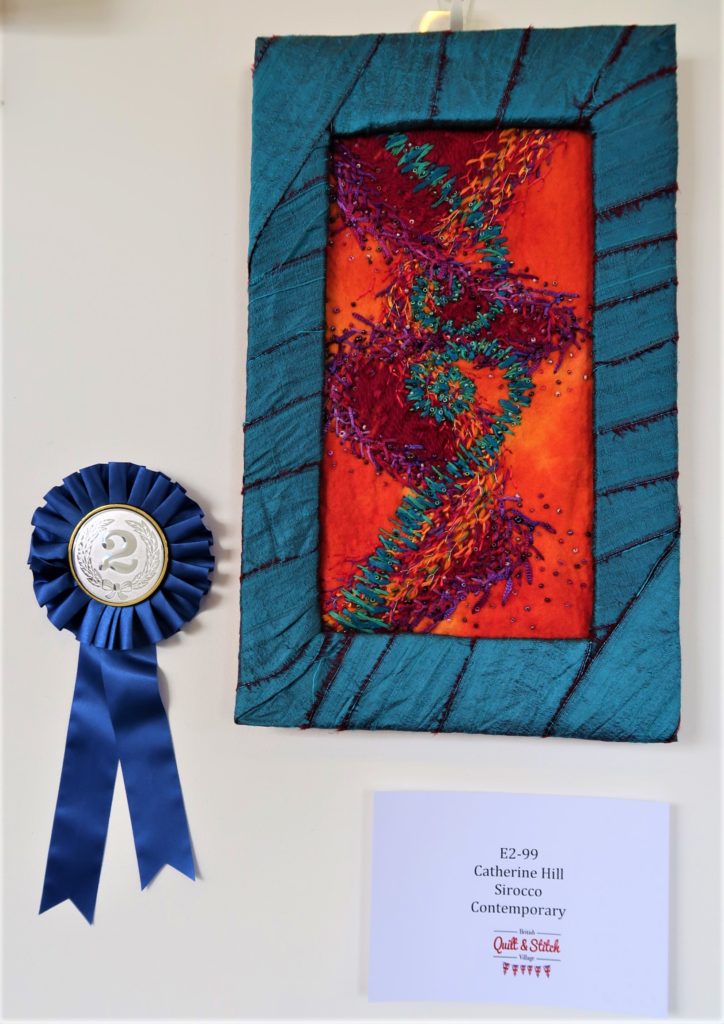 One of three prizes at the show - Second prize in the Contemporary Embroidery for 'Sirocco'