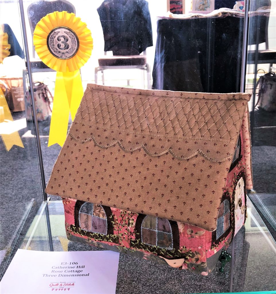 One of three prizes at the show - Third prize in the 3D Embroidery for Rose Cottage