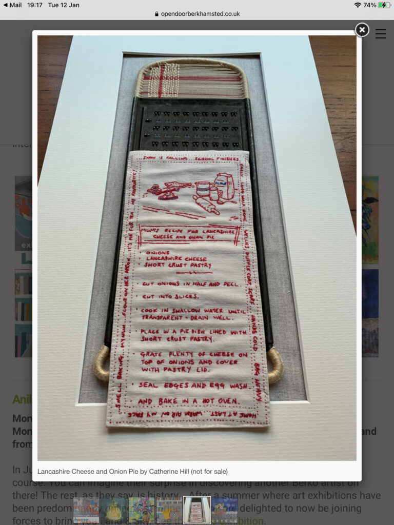 January 2021 - Cheese and Onion Pie in the on-line gallery