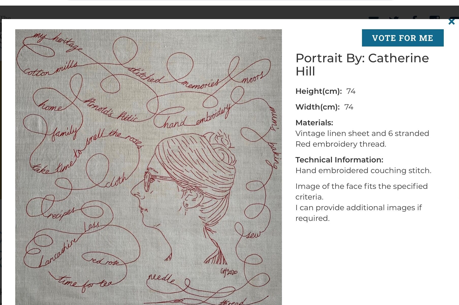 Knitting & Stitching Website featuring - Hand embroidered red thread in couching stitch.
