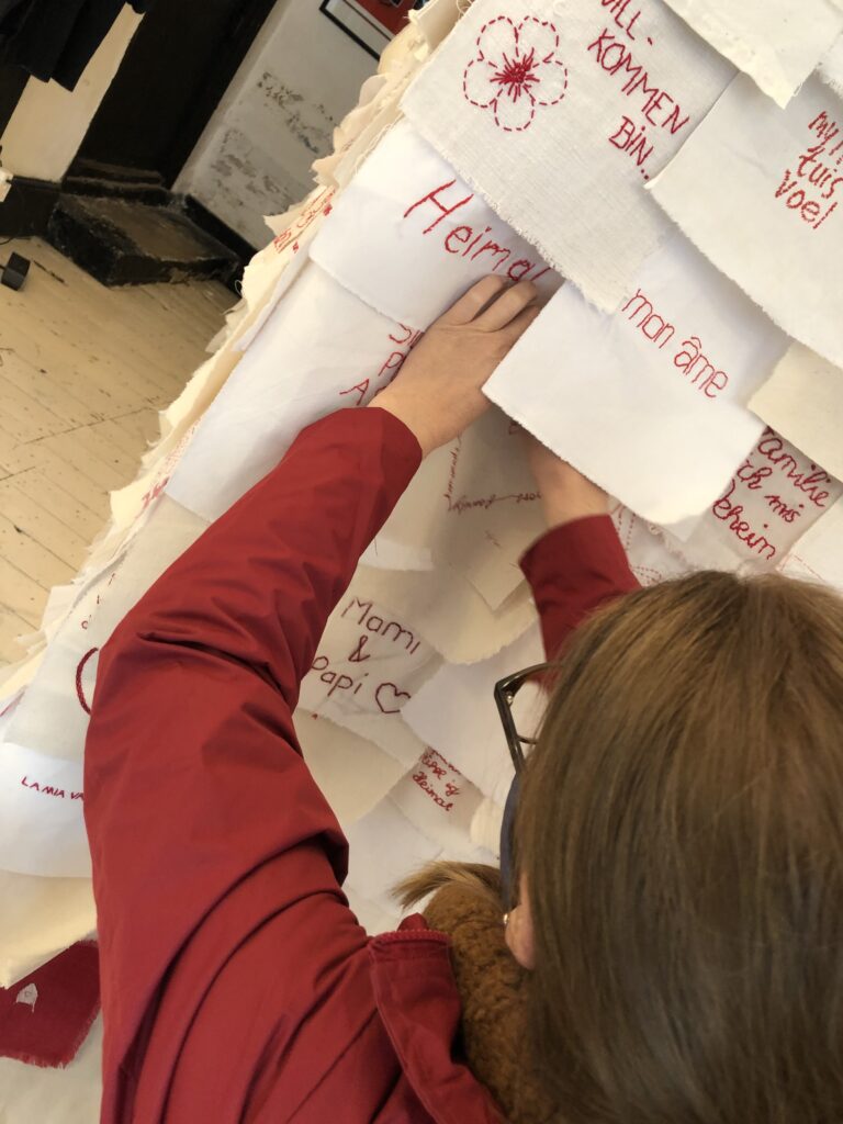 Pinning on the Embroidered Shingle