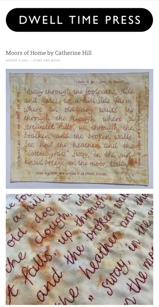 Moors of home embroidered poetry on the website of Dwell Time Special COVID-19 Edition