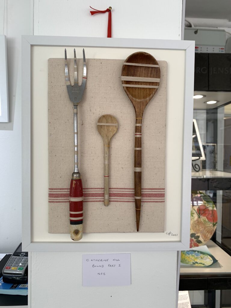 vintage kitchen utensils bound with vintage thread