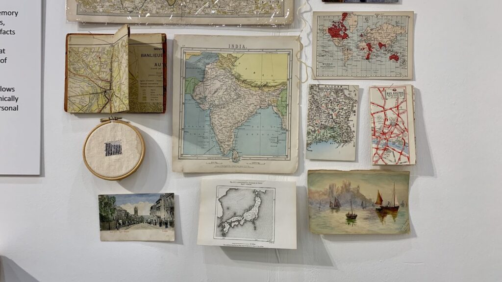 Vintage maps used as the foundation of the work